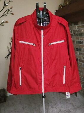 NWT INC. mens red zip up windbreaker jacket sz XXL (woman could wear as well)